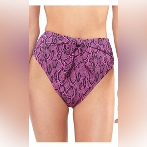 Jessica Simpson Snake Print High Waisted Bikini Bottom Women Size M Dark Fuchsia